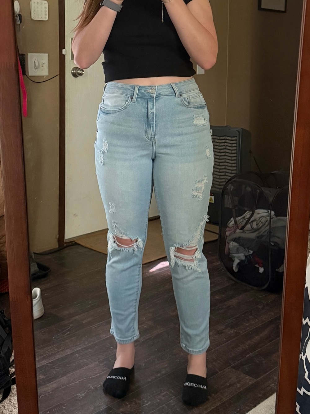 Wax Jean Light Blue Distressed Skinny Jeans